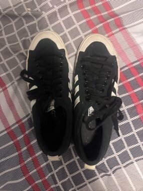 adidas Black and White Low-Top Sneakers with White Stripes